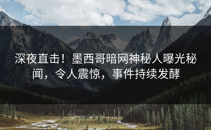 深夜直击！墨西哥暗网神秘人曝光秘闻，令人震惊，事件持续发酵