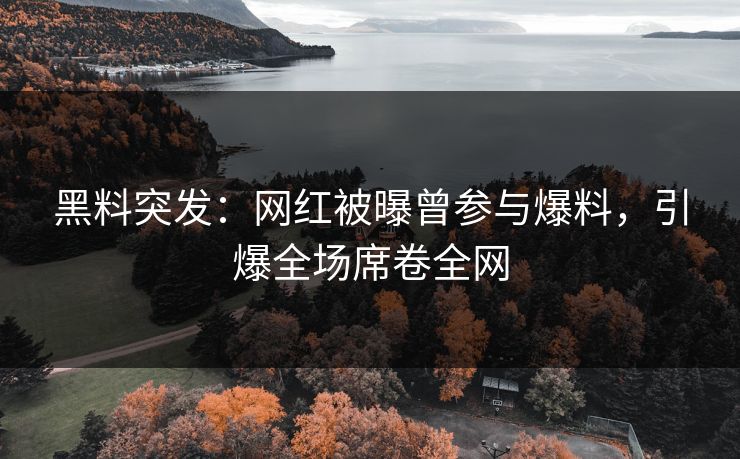 黑料突发：网红被曝曾参与爆料，引爆全场席卷全网