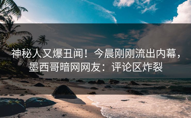 神秘人又爆丑闻！今晨刚刚流出内幕，墨西哥暗网网友：评论区炸裂