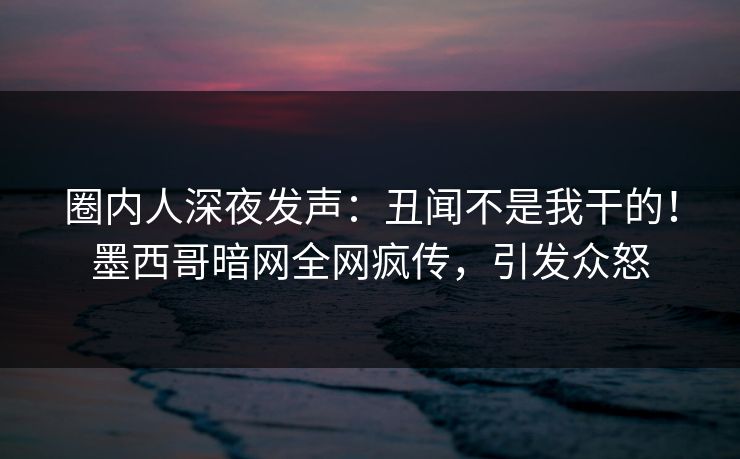 圈内人深夜发声：丑闻不是我干的！墨西哥暗网全网疯传，引发众怒