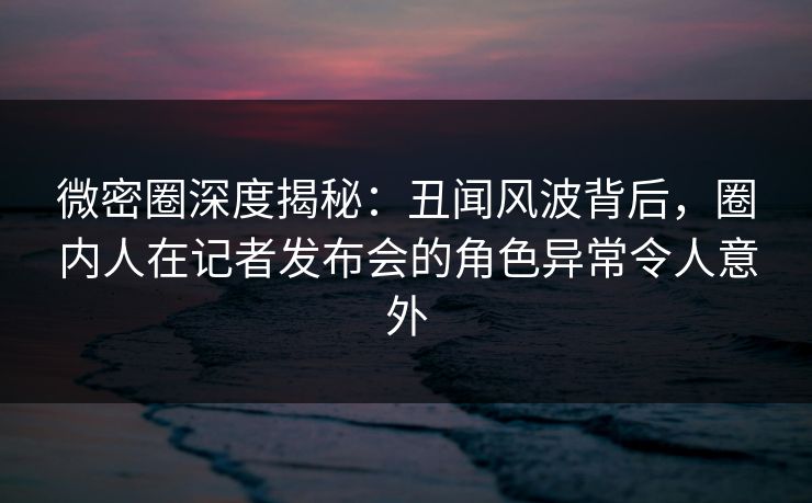 微密圈深度揭秘：丑闻风波背后，圈内人在记者发布会的角色异常令人意外
