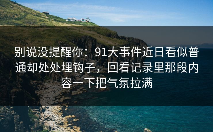 别说没提醒你：91大事件近日看似普通却处处埋钩子，回看记录里那段内容一下把气氛拉满